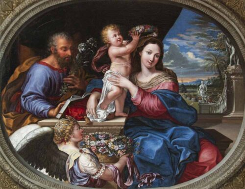 oeuvre de pierre-paul sevin - sainte famille ou le couronnement de la vierge - huile sur toile