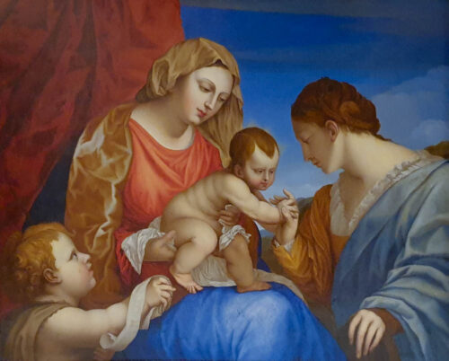 oeuvre de jacques stella - le mariage mystique de sainte catherine - huile sur cuivre