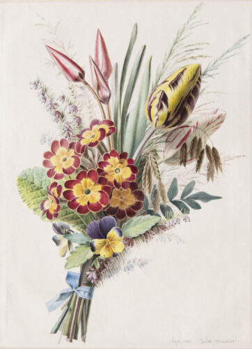 oeuvre de jean-baptiste meunier - bouquet de fleurs - aquarelle
