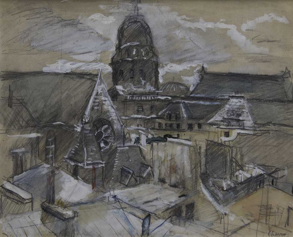 emilie charmy - dessin - vue du parthenon paris