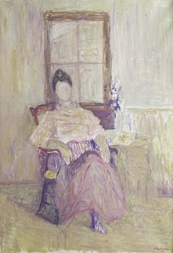 jacques truphemus - aimee a la chaise - 1995 - tableau huile sur toile