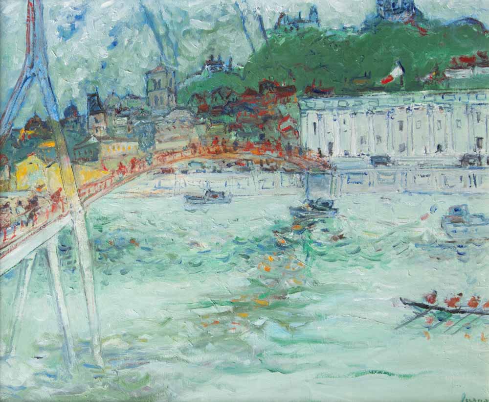 oeuvre de jean fusaro - la saone - palais de justice - huile sur toile