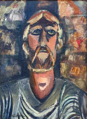 oeuvre de marcel saint-jean - le christ de vezelay - huile sur toile