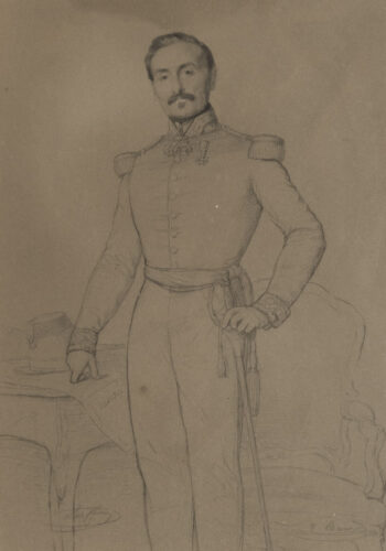 oeuvre de sebastien cornu - portrait du général baron viala charon - mine graphite sur papier